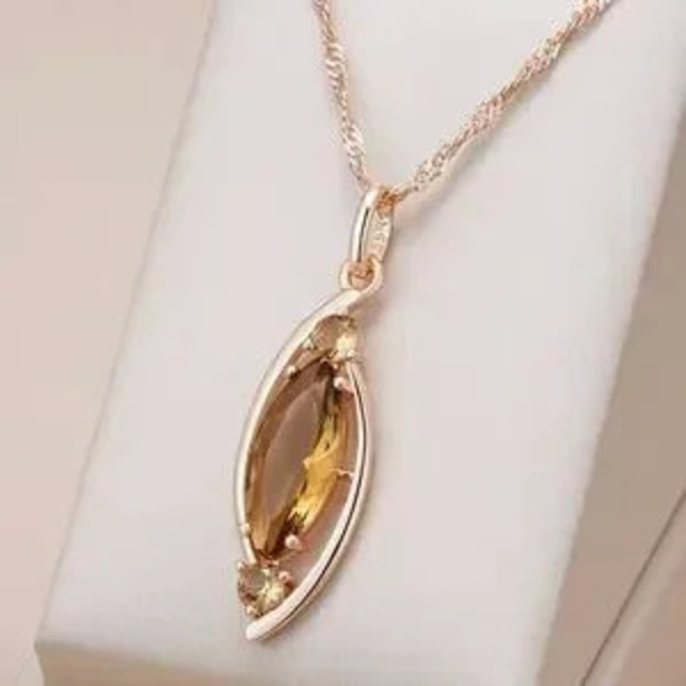 Rose Gold Brown Zirconia Pendant Necklace 18